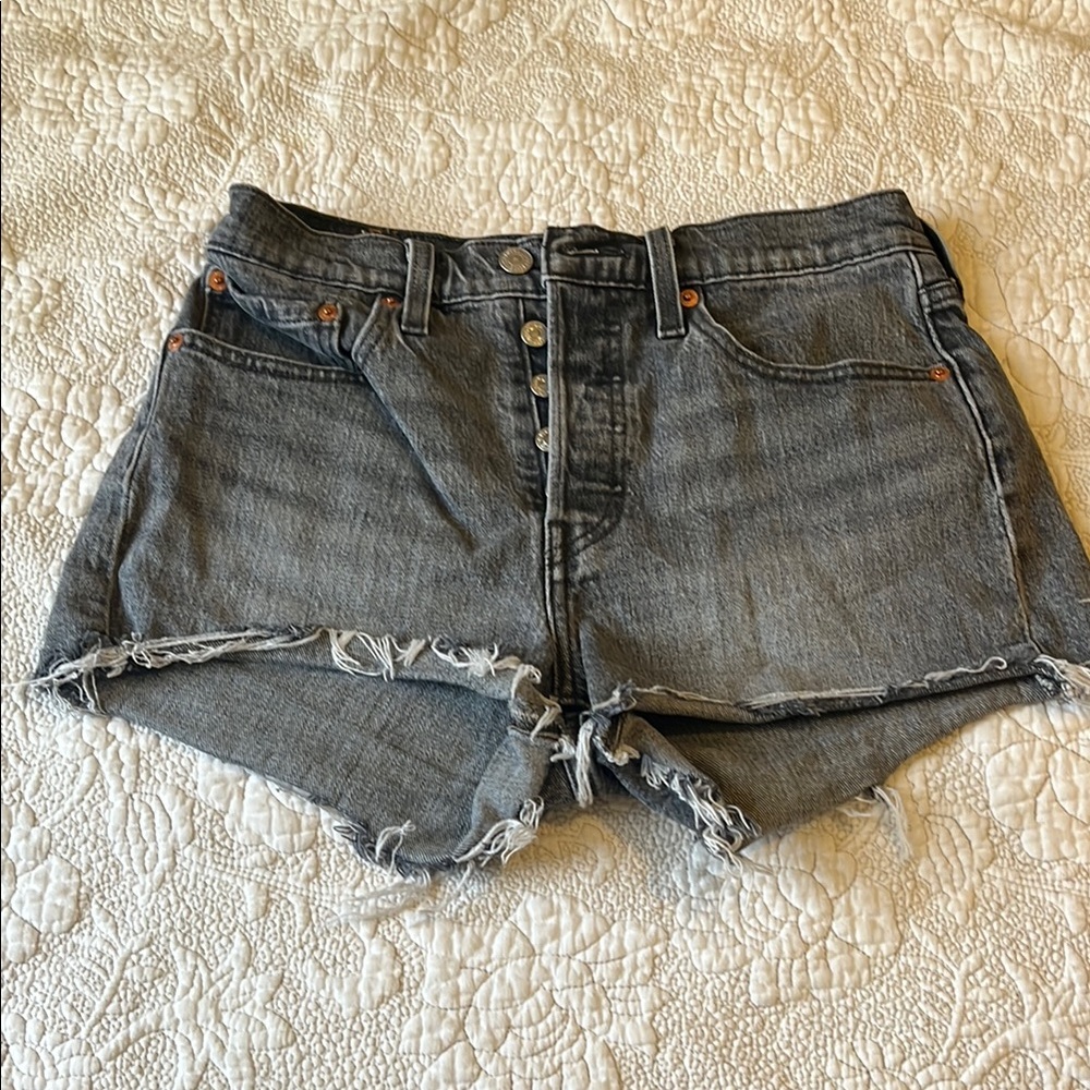 Levi's Gray Jean Shorts Distressed Summer Style